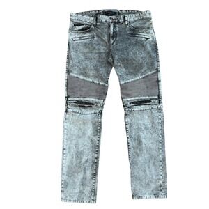 Philipp Plein Illegal Fight Club Milan Cut Mens Jeans Acid Wash Moto Biker Sz 38
